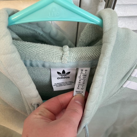 Adidas Women's Mint Green Cropped Hoodie - Picture 4 of 4